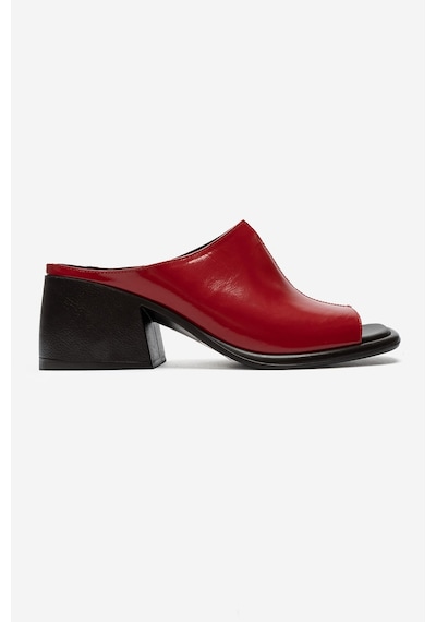 Luvi Shoes Sorex Kırmızı Rugan Hakiki Deri Kadın Kalın Topuklu Terlik