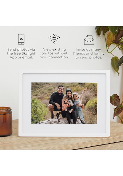 Skylight 10 Inc Dijital Resim Çerçevesi - Dokunmatik - Telefon Kontrollü, Beyaz