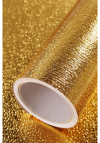 Mobee Estetik Gold Mutfak Folyosu Yapışkanlı, Kolay Temizlik Şık Görünümlü Folyo 1m X 40cm