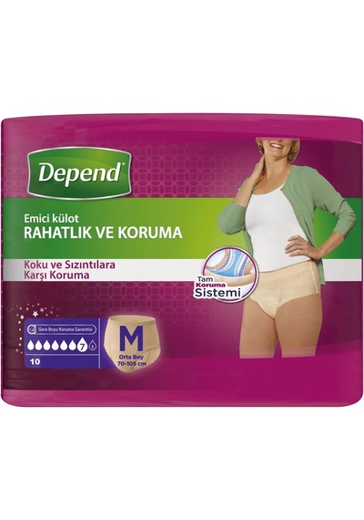 Depend Emici Külot Lohusa Pedi M-orta 10 Lu +mesane Pedi 10 Lu