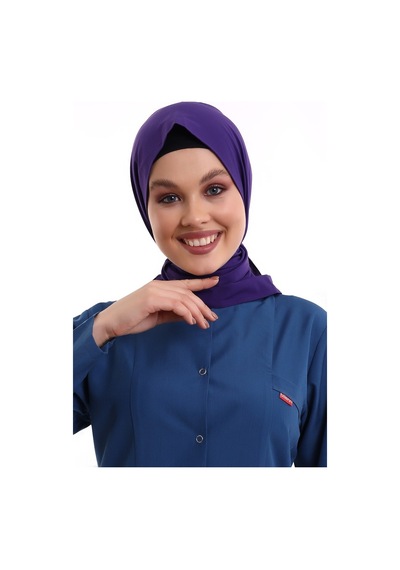 Tesettür Boyun Bağlamalı Bone - 128 Mor-5840 - 128 Mor