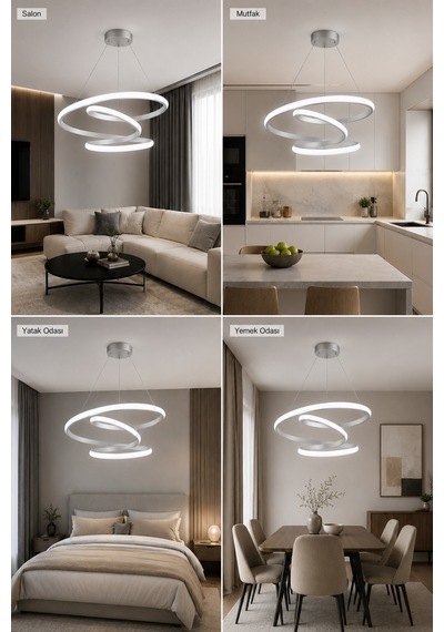 AvizeGO Lina Led Sarkıt Avize Beyaz Işık Gri