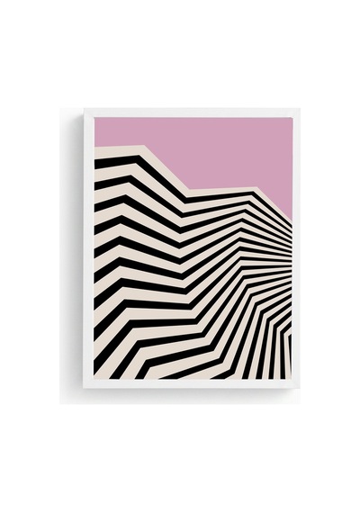 Beyaz Ahşap Çerçeveli Geometrik Desenli Tablo - Pastel Huhu1090
