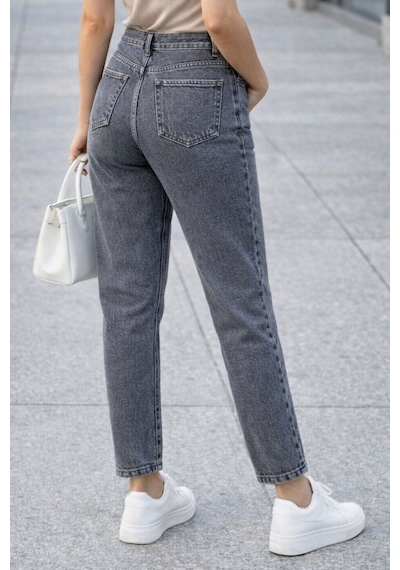 Cedy Denim Kadın Yüksek Bel Soho Boyfriend Jean C599 Gri