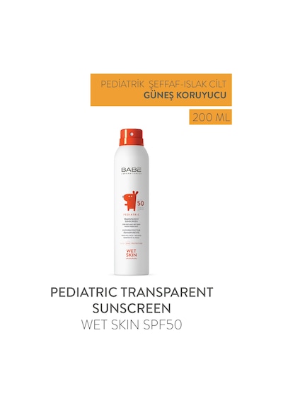 Babe Pediatric Transparent Sunscreen Wet Skin SPF50 Bebek Ve Çocuk için Güneş Spreyi 200  ML