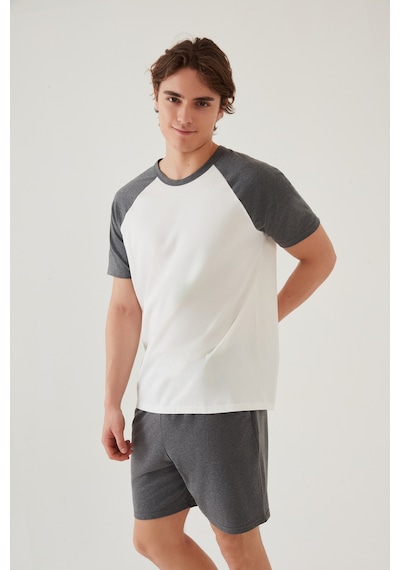 Erkek Pamuklu Cep Detaylı Reglan Kol Pijama Takımı Ke30319 Gri