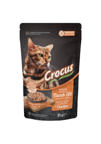 Crocus Pouch Tahılsız Tavuklu Yetişkin Kedi Maması 85 G