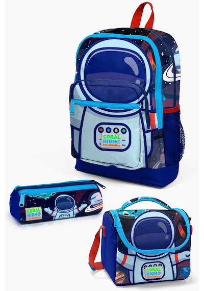 Coral High Kids Saks Mavi Astronot Desenli 3 Lü Okul Çanta Seti Set0123724