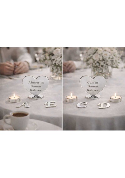 Damat Kahvesi İçin Pleksi Masa İsimliği Kişiye Özel No77
