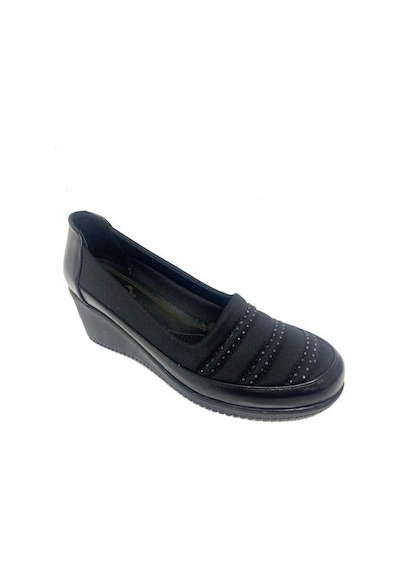 Sdf B-03 Deri Trend Fashion Dolgu Topuklu Kadın Ayakkabı Siyah