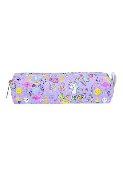 Kalem Kutusu Unicorn-flamingo Kawaii Desen Kare Tasarım Vegan Deri