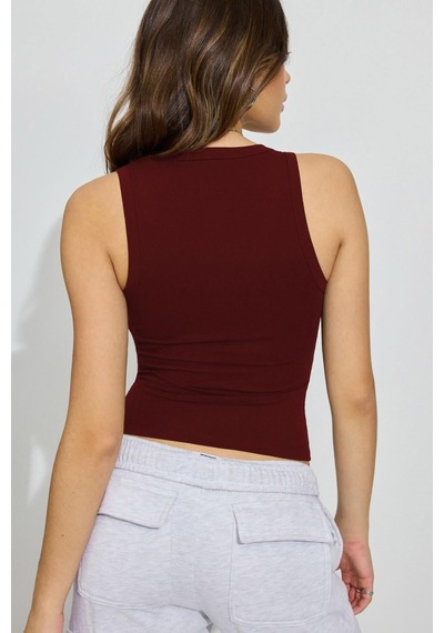 Madmext Koyu Bordo Derin V Yaka %100 Pamuklu Basic Kadın Atlet Mg2405