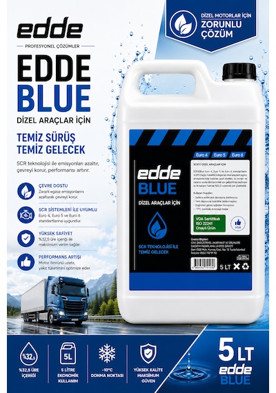 Edde Blue 5 Lt Scr'li Dizel Araçlar Için Eddeblue Emisyon Azaltıcı Araba Araç Oto