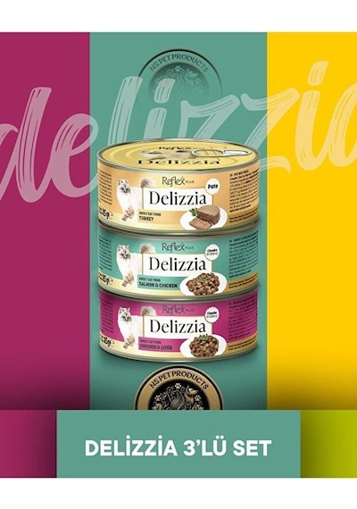Reflex Plus Delizzia Hindi Etli Pate & Somonlu-tavuklu Gravy & Tavuklu-ciğerli Gravy Yetişkin Kedi M