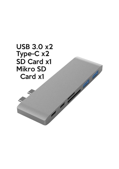 Ally 6 In1 Usb-c Hub Daul Usb 3.0 Type-c Sarj Kart Reader Çogaltici Hub