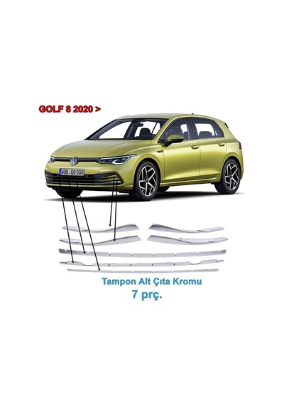 Vw Golf 8 Ön Tampon Alt Çıta Nikelajı 2020 Sonrası 7 Prç P.Çelik N11.2598