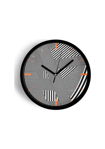 Soyut - Bohem - Geometrik Temalı Modern Duvar Saati - 30cm - Önü Camlı Siyah Kasa - Sessiz Mekanizma-jh0499 Siyah
