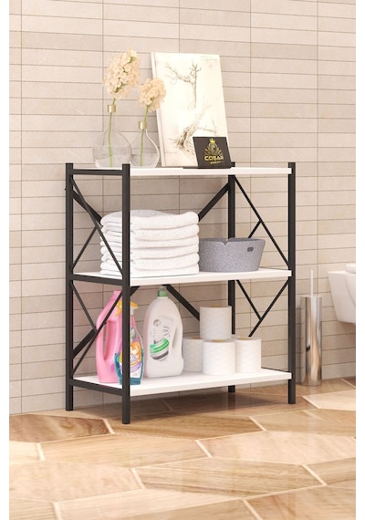 Cosargroup Banyo Düzenleyici Banyo Dolabı Çok Amaçlı Dolap 3 Katlı Metal Mutfak Düzenleyici Csrrf021