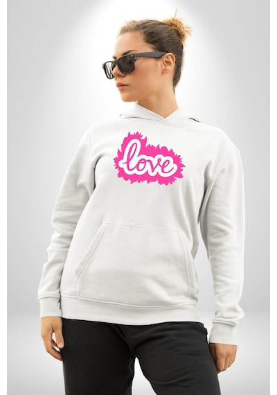 Pembe Panter Animasyon Kadın Erkek Beyaz Kapüşonlu Sweatshirt Hoodie Beyaz