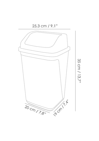 Kapaklı Plastik Çöp Kovası - Ev Ofis Banyo Mutfak Çöp Kovası Gri 10 Litre Gri