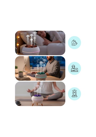 Jellyfish Ultrasonik Hava Nemlendirici Deniz Anası Tasarımlı, Kumandalı, Led Işıklı Ve Se