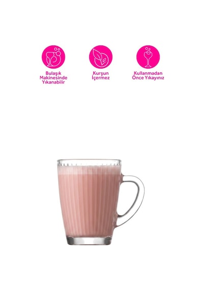 Lav Hestia Cam Kupa 6 Kişilik 400 ml Kulplu (Kahve/Çay Bardağı)