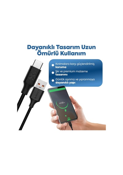 Usb To Type-c İle Uyumlu İphone Ve Samsung İle Uyumlu Hızlı Şarj Ve Data Kablosu 100 Cm Beyaz
