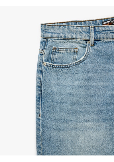 Koton Pamuklu Normal Bel Cepli Loose Fit Jean Pantolon - Steve Jean Açık İndigo 5sam40020nd Açık İndigo
