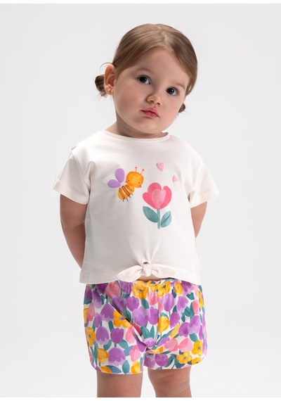 Mayoral Kız Bebek Penye Şort Takım 2 Tshirtlü Lila Lila