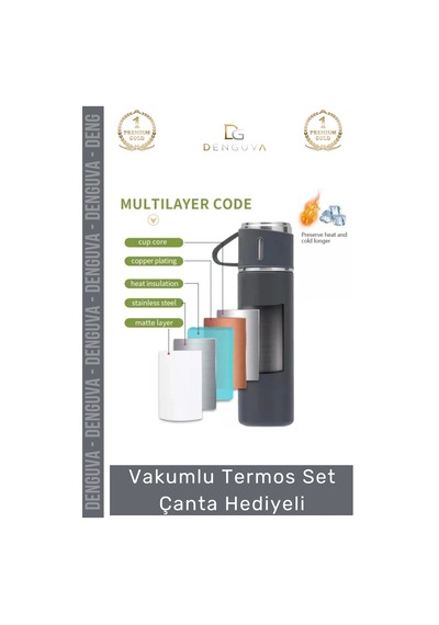 Özel Üretim Paslanmaz Çelik 3 Bardaklı Soğuk Sıcak Termos Vakumlu Termos Set Çanta Hediyeli 550 Ml Çok Renkli 84053039