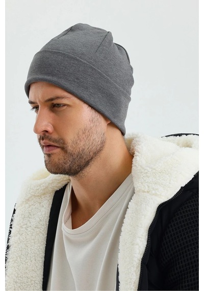 Erkek Termal %100 Pamuklu Soft 2 Stil 1 Arada Bere Premium Cuts Serisi - Standart / Gri Gri