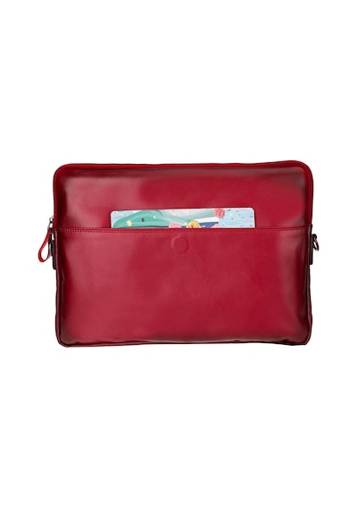 Bloomsleeve Leeds 14" Crimson Red Hakiki Deri Laptop & Tablet Kılıfı Kırmızı