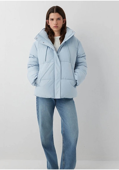 Mavi Kapüşonlu Regular Fit Şişme Mavi Kadın Mont 1110862-70803