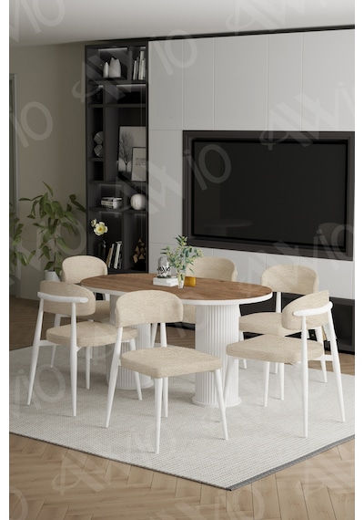 Avvio Bohem Ayak Beyaz Polo Sandalye 80x160 Mutfak Masa Sandalye Takımı Akçaağaç Avvio Bohem Ayak Beyaz Polo Sandalye 80x160 Mutfak Masa Sandalye Takımı Akçaağaç