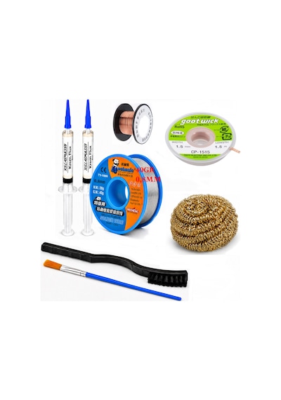 Lehim Seti 0,8 Mm 40 Gr Lehim Teli Flux Cp-1515 Lehim Emme Ve Yol Çekme Teli Temizleme Set St413