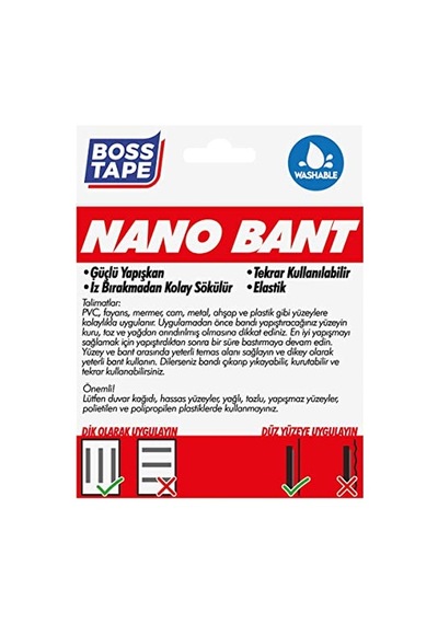 Boss Tape Tarafli Nano Bant, 19 Mm X 3 Mt Boyut, Seffaf Çift