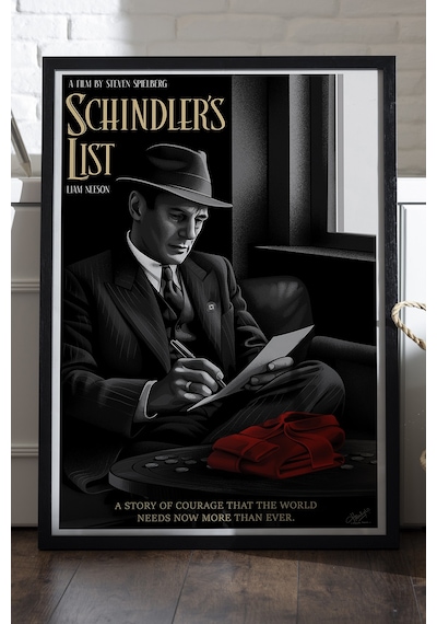 Schindler's List Siyah Ahşap Çerçeveli Poster, Dekoratif Film Duvar Tablosu