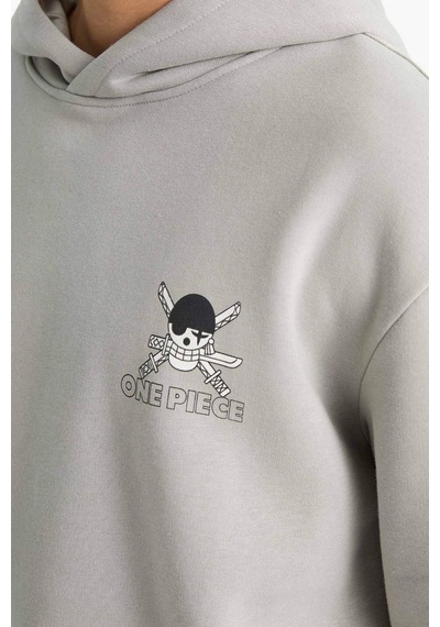 Defacto One Piece Boxy Fit Kapüşonlu Sırt Baskılı Sweatshirt E9297ax25augr454 Gri
