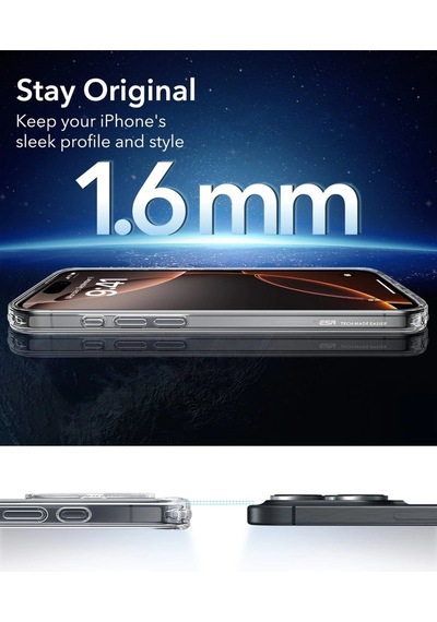 Esr Apple Uyumlu iPhone 16 Pro Kılıf + Ekran Koruyucu Set Halolock Magsafe Classic Hybrid Silikon Şeffaf