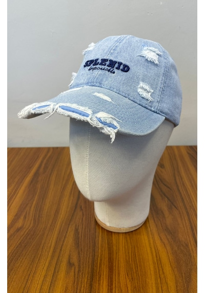 Jean Denim Kot Kumaş Vintage Unisex Cap Şapka Buz Mavi - Lacivert