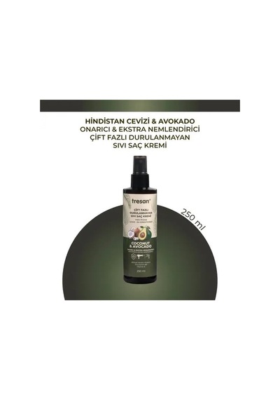 Hindistan Cevizi &amp Avokado Onarıcı Çift Fazlı Durulanmayan Sıvı Saç Kremi Isı Korumalı 250 Ml