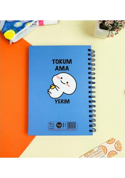 Kişiye Özel Tokum Ama Yerim Tasarımlı Konuşan Ajanda Mavi
