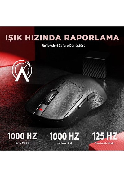 Aj199 Karbon Fiber 3 Modlu Ultra Hafif 24.000 Dpı, Oyuncu Mouse Paw3311 Sensör-500 Mah Batarya Diğer