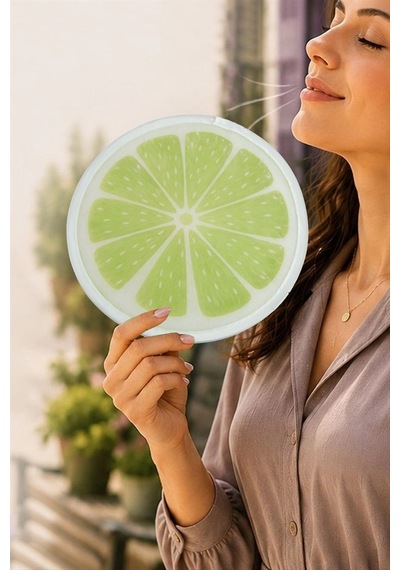 Limon Desenli Kore Yelpaze