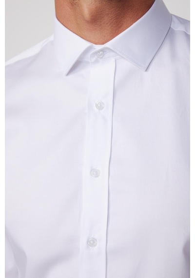 Tudors Slim Fit Uzun Kollu Pamuk Saten Erkek Beyaz Gömlek-13370 Beyaz