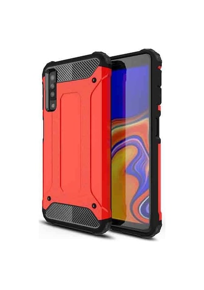 Kilifone - Samsung Uyumlu Galaxy A7 2018 - Kılıf Çift Katman Zırh Tank Crash Military Kapak - Kırmızı