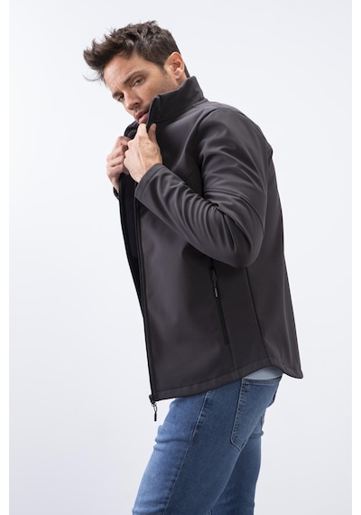 Tommylife Tommy Life Antrasit Fermuarlı Dik Yaka Su Ve Rüzgar Geçirmez Softshell Erkek Mont - 88050 Antrasit