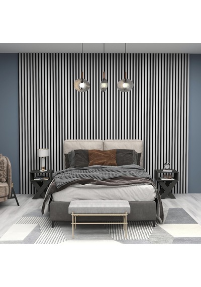 Tr Akustik Mdf Duvar Paneli Akupanel Duvar Dekor Profili Ses Yalıtım Ve Dekor Çıtası 61x278 Cm Gri Diğer