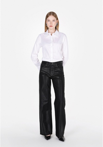 Colin's Colins Slim Fit Shirt Neck Düz Kadın Beyaz Uzun Kol Gömlek Cl1073416 Q1.v1 Wht Beyaz