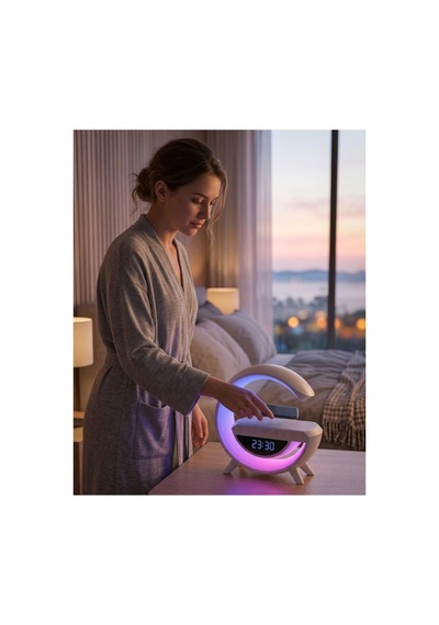 Çok Fonksiyonlu Kablosuz Şarjlı Saat Hoparlör Rgb Işık Ve Alarm Özellikli - Hs08373478-9197 Renkli